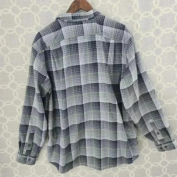 Eddie Bauer Gray Plaid Button Down Long sleeve Men's Shirt XL - Picture 3 of 8